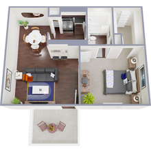 1 Bed, 1 Bath 0827 floor plan